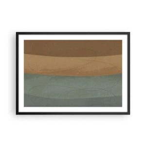 Plakat w czarnej ramie - Abstrakcyjna kompozycja w naturalnych odcieniach ziemi - 70x50cm - Kompozycja horyzontalna - Nowoczesna dekoracja ścienna do salonu i sypialni ARTTOR