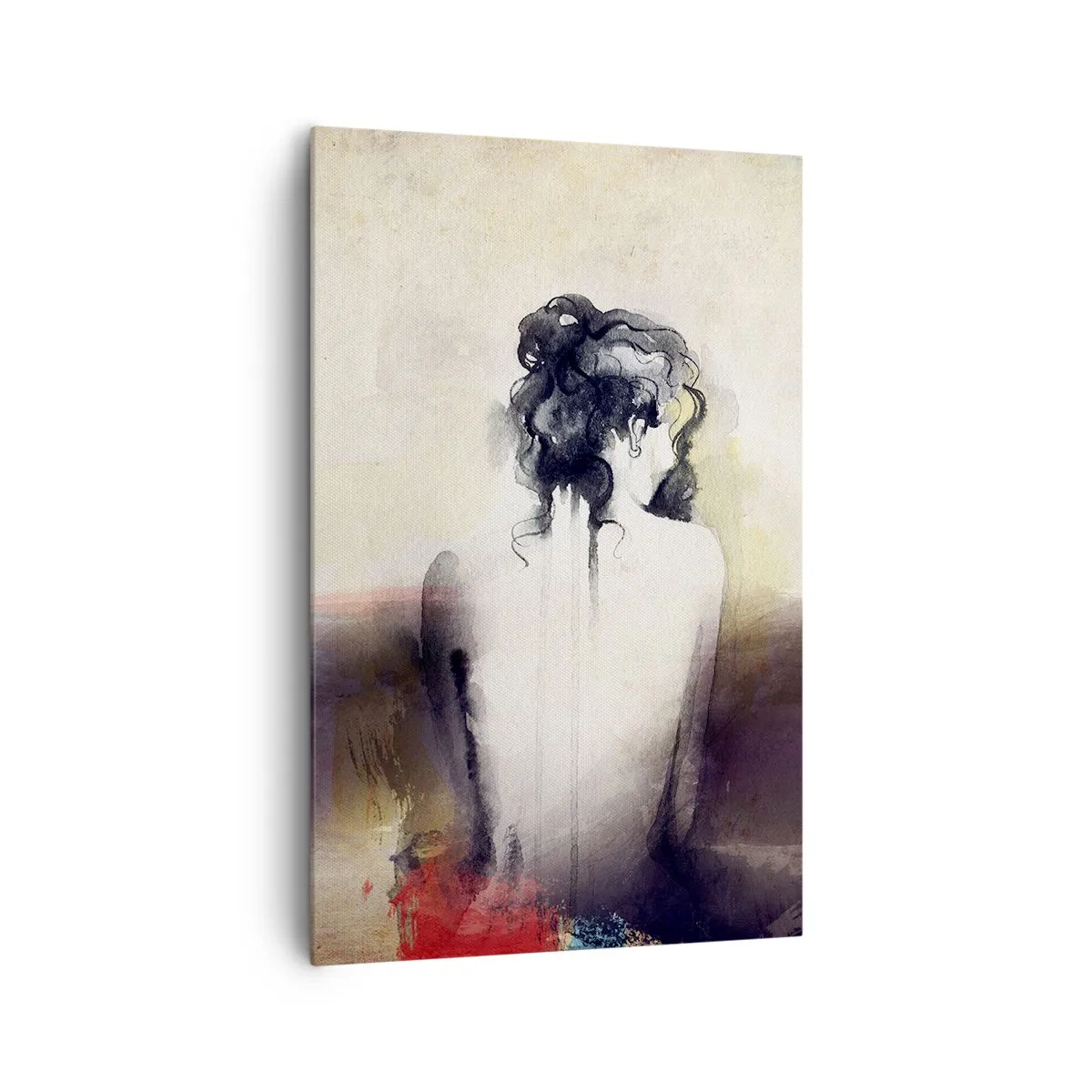 Obraz na płótnie - Subtelny portret kobiety w artystycznym stylu - 80x120cm - Łagodne linie, owalne kształty - Nowoczesna dekoracja ścienna do salonu i sypialni ARTTOR