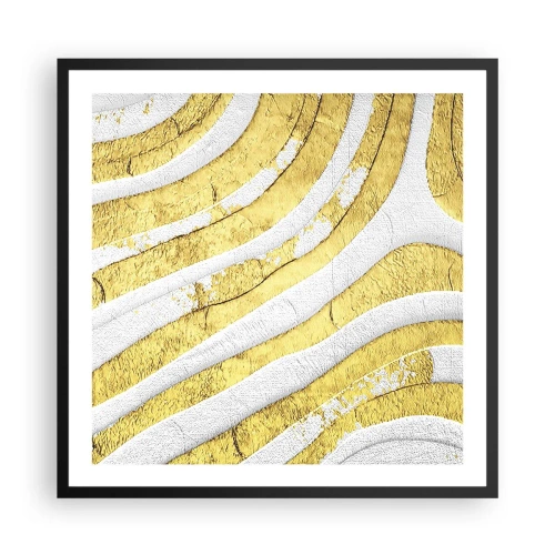 Plakat w czarnej ramie - Kompozycja w bieli i złocie - 60x60 cm