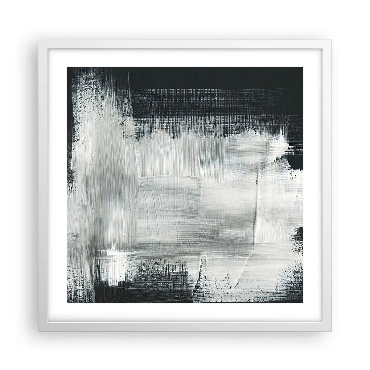 Plakat w białej ramie - Utkane z pionu i poziomu - 50x50 cm