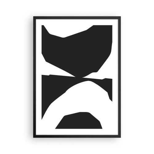 Plakat w czarnej ramie - Abstrakcyjna czarno-biała kompozycja - 50x70cm - Pozytyw -negatyw - Nowoczesna dekoracja ścienna do salonu i sypialni ARTTOR