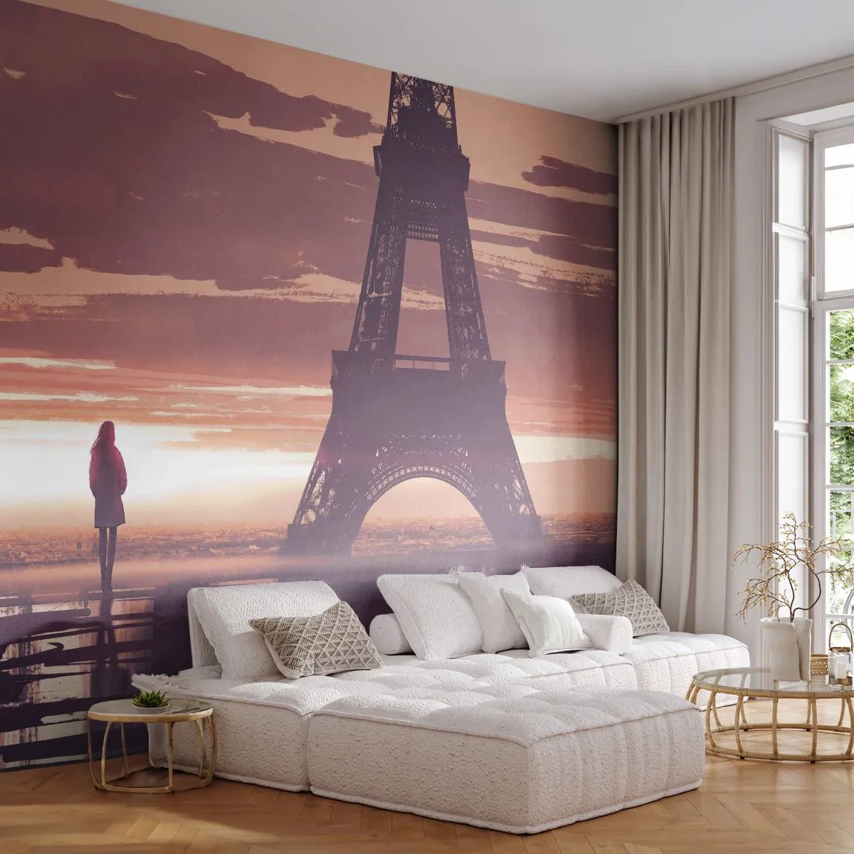 Fototapeta Samoprzylepna Deluxe Sticker - Tylko one dwie - Miasto, Wieża Eiffla, Paryż - 250x175 cm