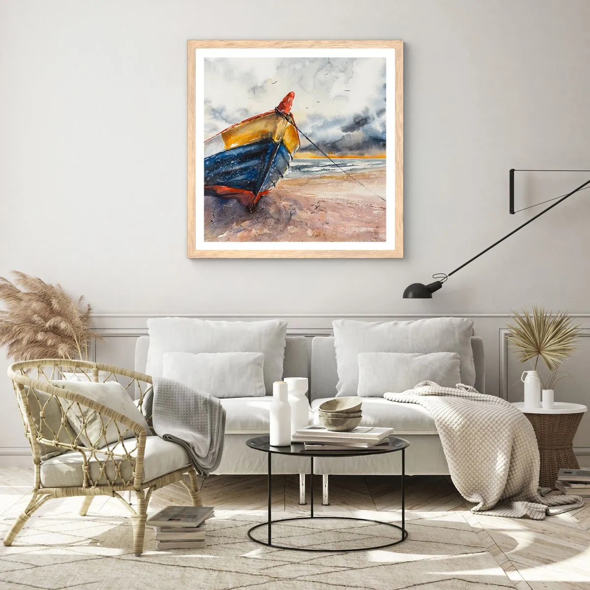 Plakat w ramie jasny dąb - Odpoczynek na brzegu - 50x50 cm