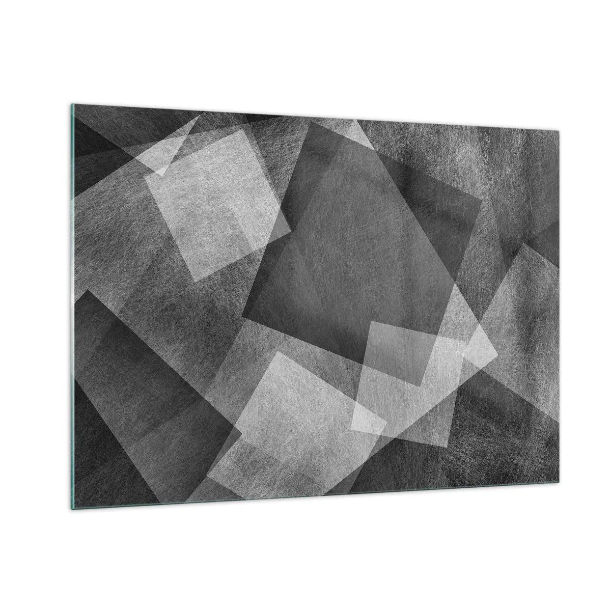 Obraz na szkle - Abstrakcja geometryczna w odcieniach czerni, bieli i szarości - 100x70cm - Odwieczny symbol trwałości i porządku - Nowoczesna dekoracja ścienna do salonu, kuchni i sypialni ARTTOR