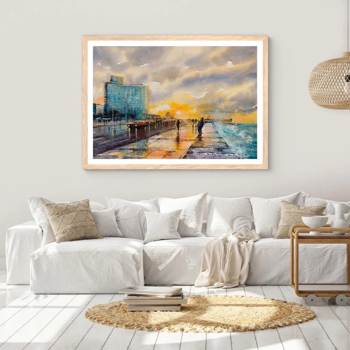 Plakat w ramie jasny dąb - Życie na brzegu - 91x61 cm