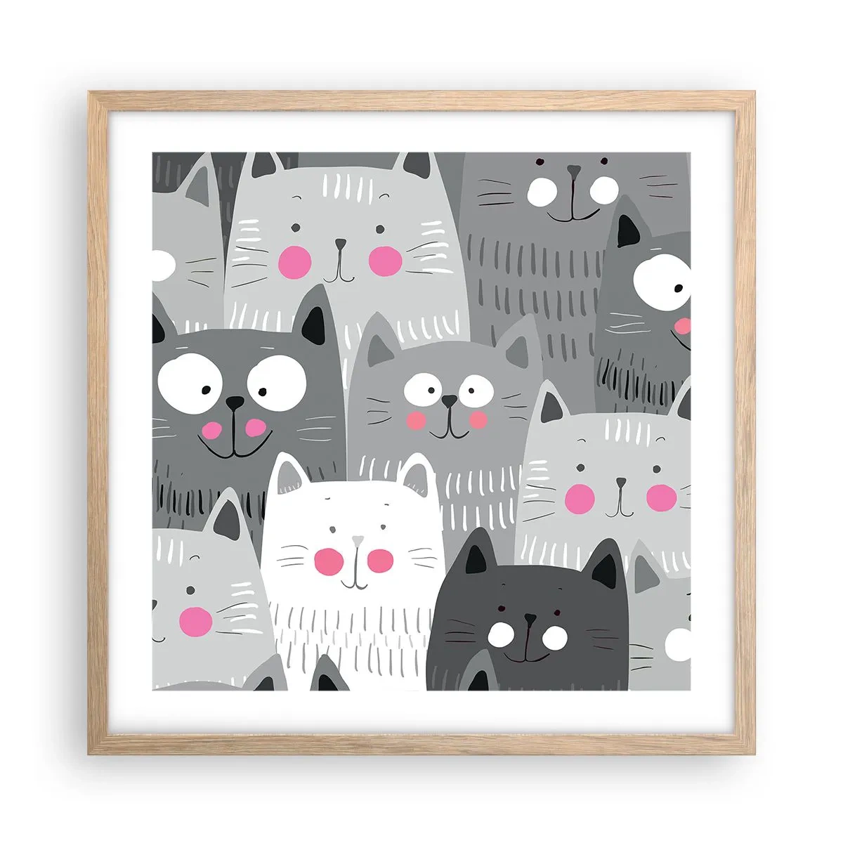 Plakat w ramie jasny dąb - Koci świat - 50x50 cm