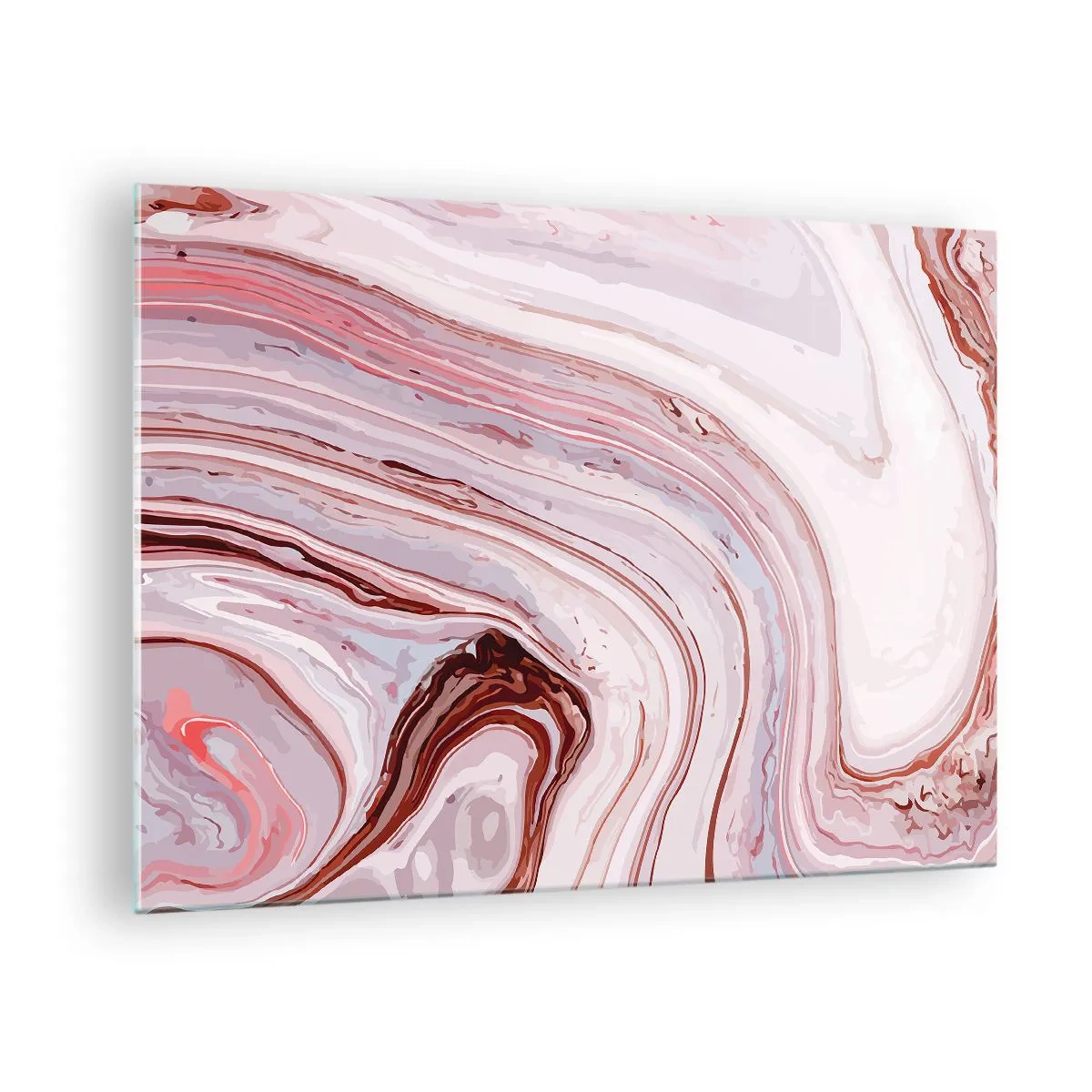 Obraz na szkle - Marmurowy wzór w odcieniach różu i brązu - 70x50cm - Prosto, potem w prawo na dół - Nowoczesna dekoracja ścienna do salonu i sypialni ARTTOR