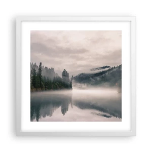 Plakat w białej ramie - W zadumie, we mgle - 40x40 cm