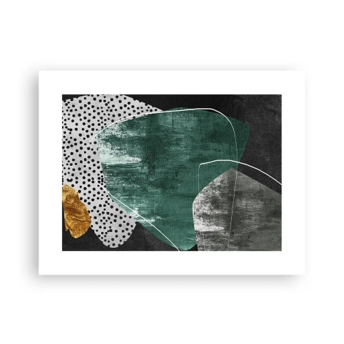 Plakat - Barwna abstrakcja z płatkiem złota - 40x30 cm