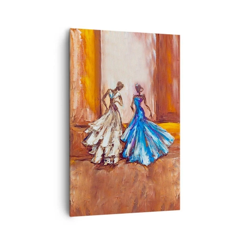 Obraz na płótnie - Postacie w sukniach wieczorowych w artystycznym stylu - 80x120cm - Wdzięczny duet - Nowoczesna dekoracja ścienna do salonu i sypialni ARTTOR