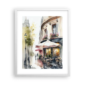 Plakat w białej ramie - Paryski poranek - 40x50 cm