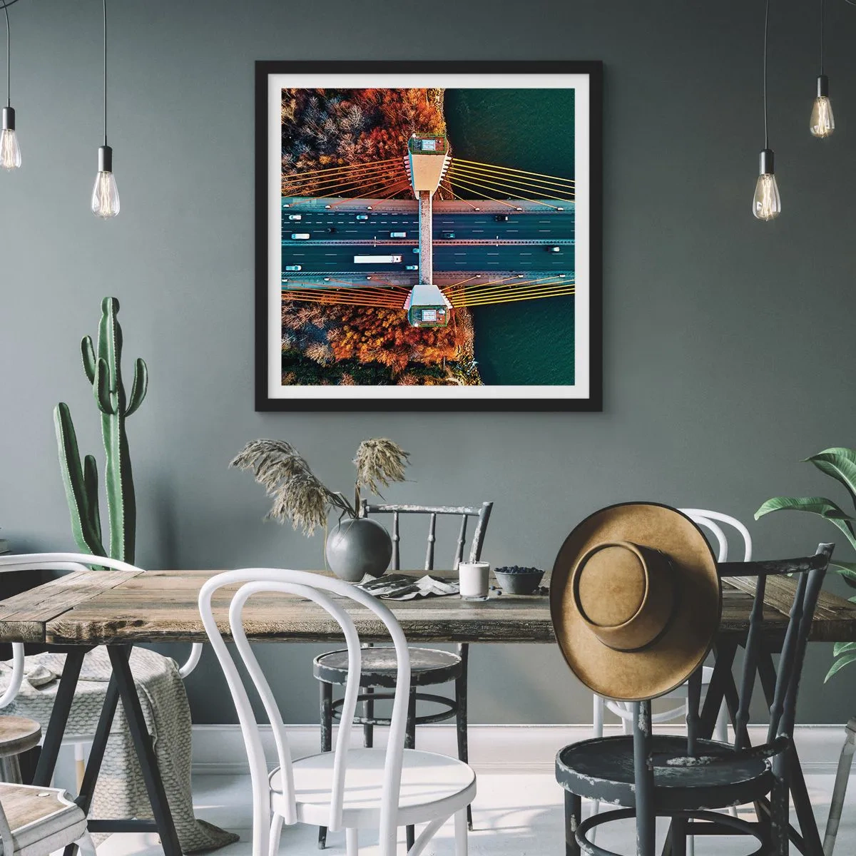 Plakat w czarnej ramie - ZA wodami, za lasami - 50x50 cm