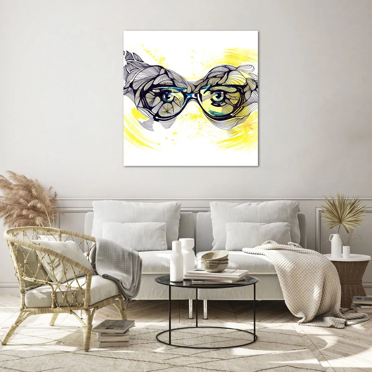 Obraz na szkle - Przez błękitne okulary - 60x60 cm