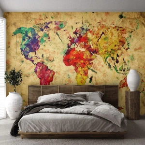 Fototapeta Standard Eco - Życie jak barwny papier mapy - Mapa Świata, Kontynenty, Podróże - 200x140 cm