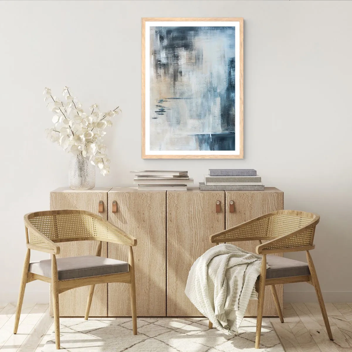 Plakat w ramie jasny dąb - Za zasłoną błękitu - 70x100 cm