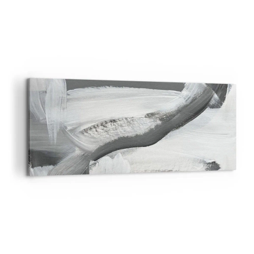 Obraz na płótnie - Szaro-biała abstrakcja z dynamicznymi liniami - 120x50cm - Zdecydowanym ruchem - Nowoczesna dekoracja ścienna do salonu i sypialni ARTTOR