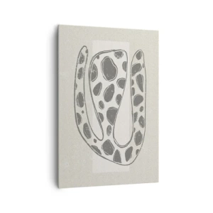 Obraz na płótnie - Abstrakcyjny wzór organiczny w odcieniach szarości - 70x100cm - Przedziwne stworzenie - Nowoczesna dekoracja ścienna do salonu i sypialni ARTTOR