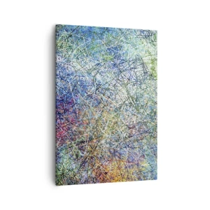 Obraz na płótnie - Abstrakcyjne wielokolorowe linie w dynamicznej kompozycji - 50x70cm - To nie takie proste - Nowoczesna dekoracja ścienna do salonu, kuchni i sypialni ARTTOR