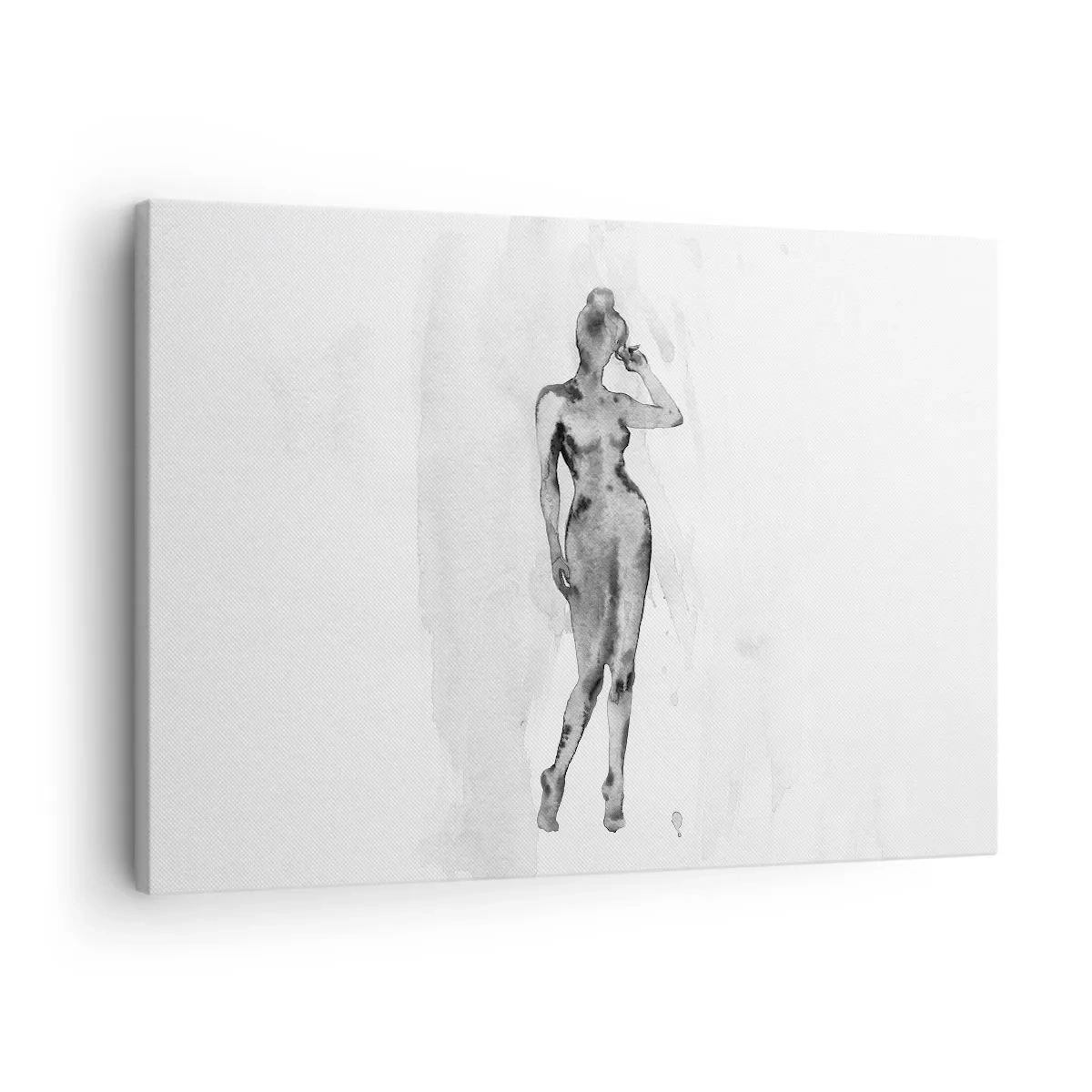 Obraz na płótnie - Szkic sylwetki kobiety w odcieniach szarości - 70x50cm - Studium ideału kobiecości - Nowoczesna dekoracja ścienna do salonu i sypialni ARTTOR