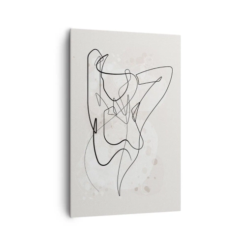 Obraz na płótnie - Abstrakcyjna postać w stylu line art na jasnym tle - 80x120cm - Sztuka uwodzenia - Nowoczesna dekoracja ścienna do salonu i sypialni ARTTOR
