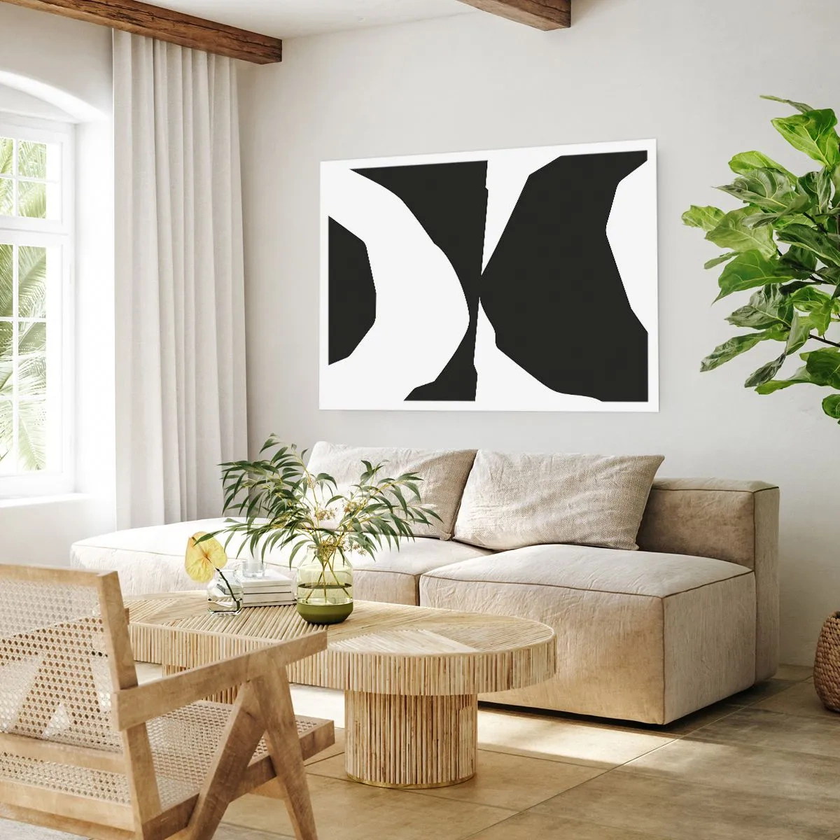 Plakat - Abstrakcyjny kontrastowy wzór w czerni i bieli - 100x70cm - Pozytyw -negatyw - Nowoczesna dekoracja ścienna do salonu i sypialni ARTTOR