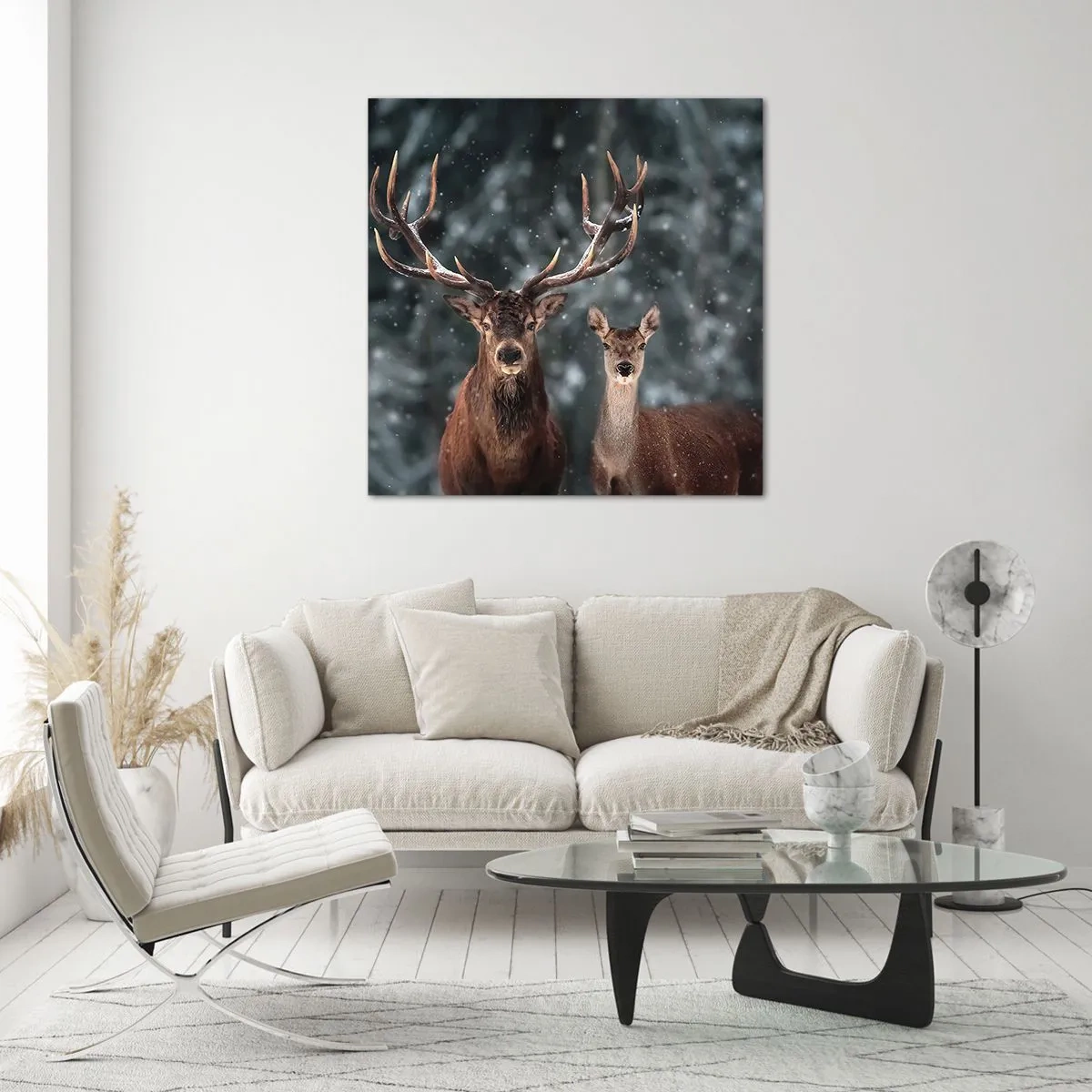 Obraz na szkle - Pan lasu z małżonką - 60x60 cm