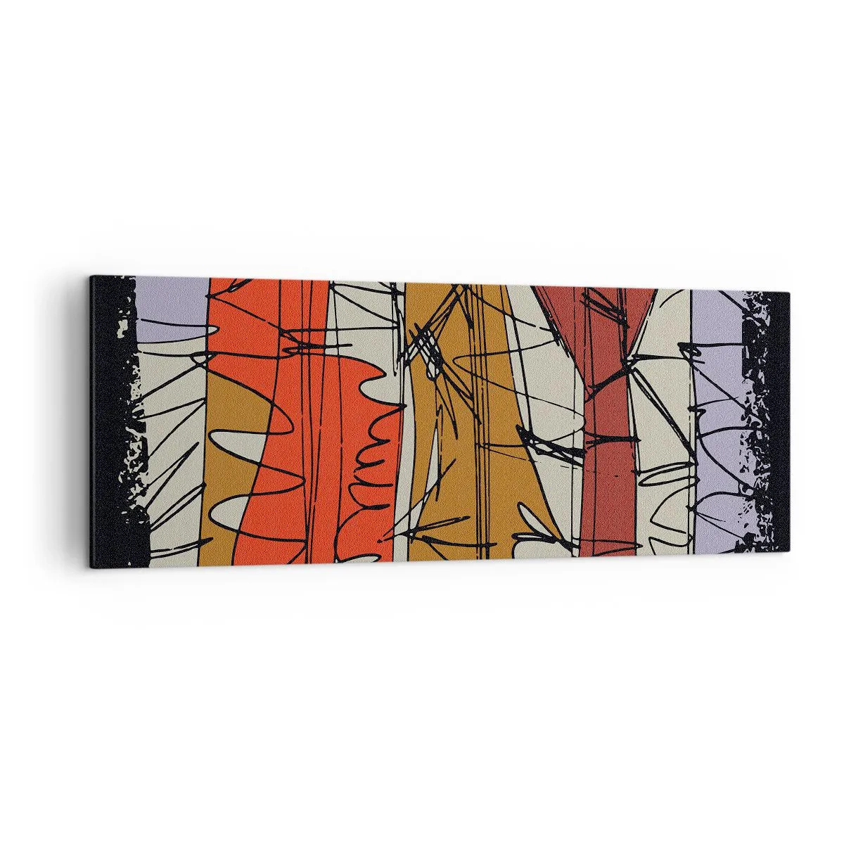 Obraz na płótnie - Abstrakcyjna kompozycja w intensywnych kolorach - 140x50cm - Kompozycja spontaniczna - Nowoczesna dekoracja ścienna do salonu i sypialni ARTTOR