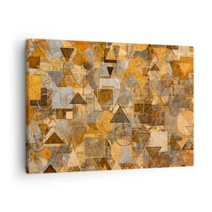 Obraz na płótnie - Abstrakcyjne geometryczne wzory w odcieniach złota - 70x50cm - Świat ujęty w formę - Nowoczesna dekoracja ścienna do salonu i sypialni ARTTOR