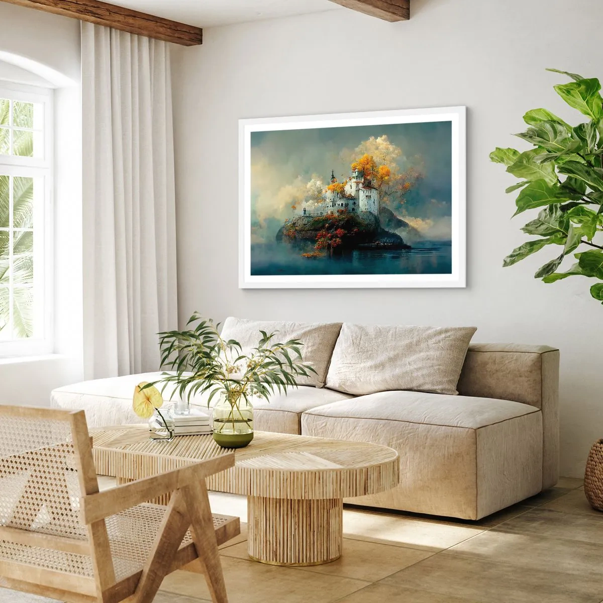 Plakat w białej ramie - Początek romantycznej opowieści - 70x50 cm