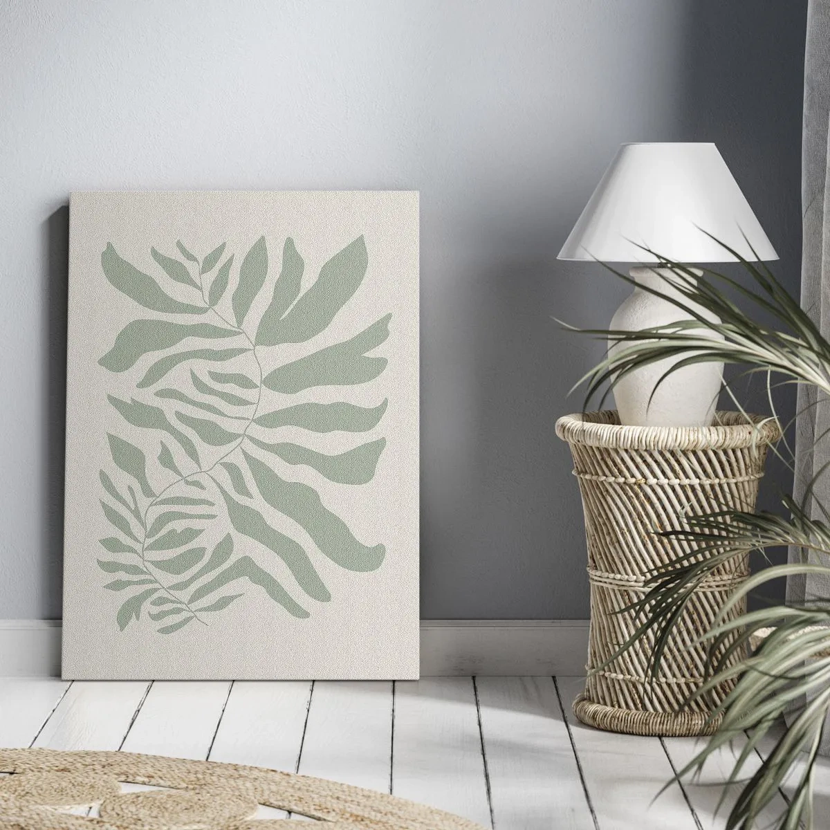 Obraz na płótnie - Szmaragdowa gałązka - 65x120 cm