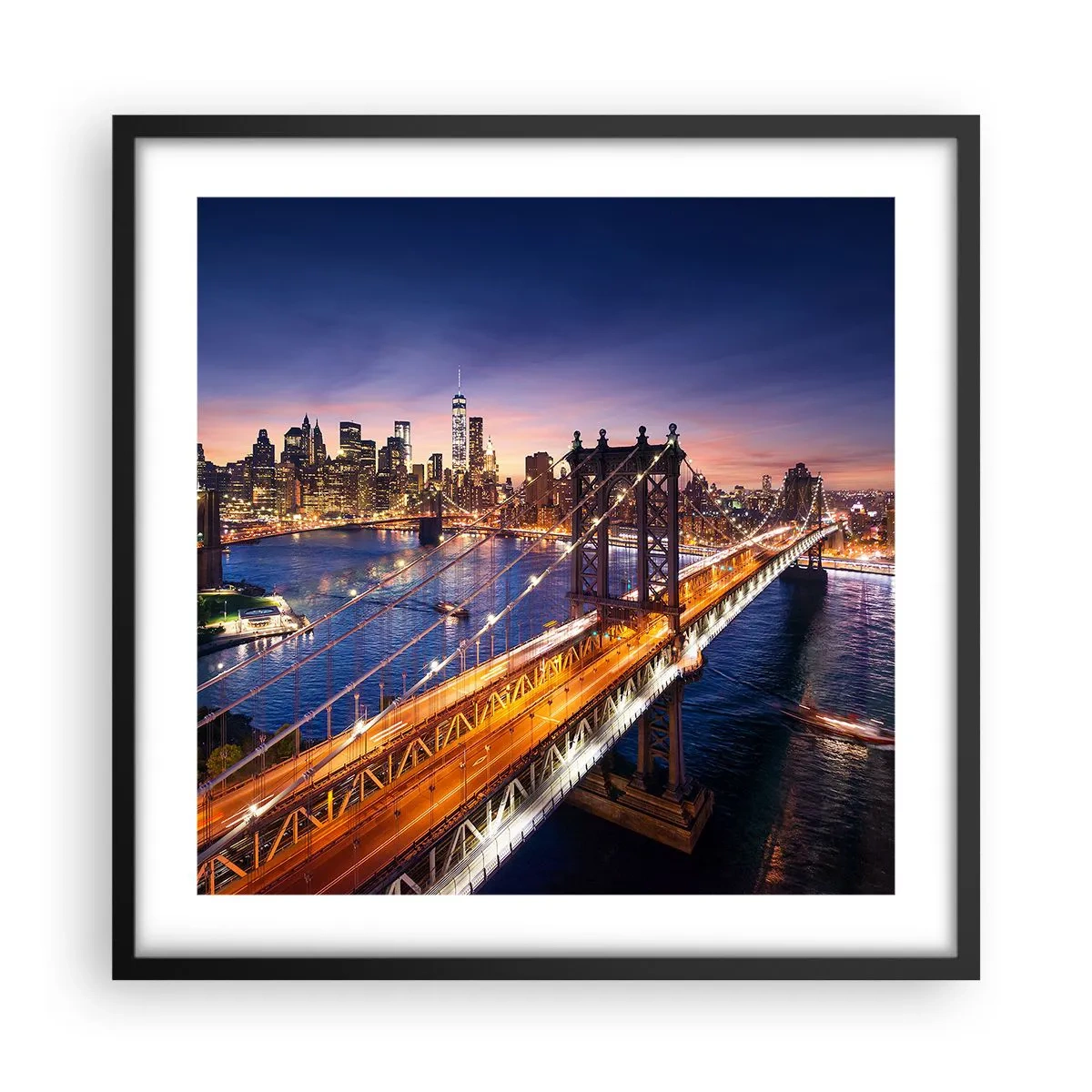 Plakat w czarnej ramie - Świetlistym mostem do serca miasta - 50x50 cm