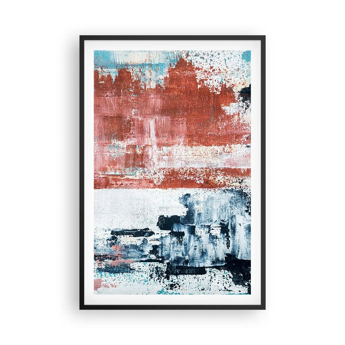 Plakat w czarnej ramie - Abstrakcyjne pół na pół - 61x91 cm