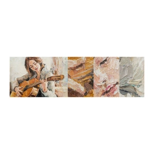 Fototapeta Próbka Premium Canvas - Koncert na gitarę i dziewczęce serce - Gitara, Muzyka, Dziewczyna - 100x30 cm