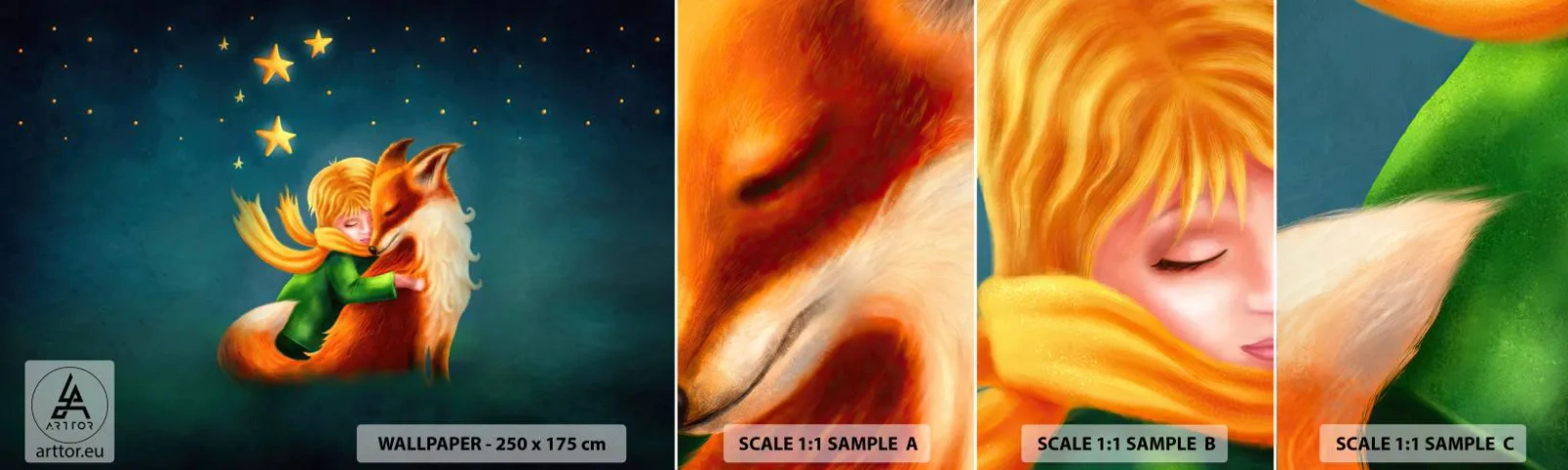 Fototapeta Próbka Samoprzylepna Deluxe Sticker - Mały Książę - Dla Dzieci, Lis, Chłopiec - 100x30 cm