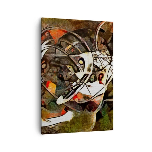 Obraz na płótnie - Ekspresyjna abstrakcja w ciemnej tonacji z dynamicznymi liniami - 70x100cm - Słyszysz ruch? - Nowoczesna dekoracja ścienna do salonu i sypialni ARTTOR