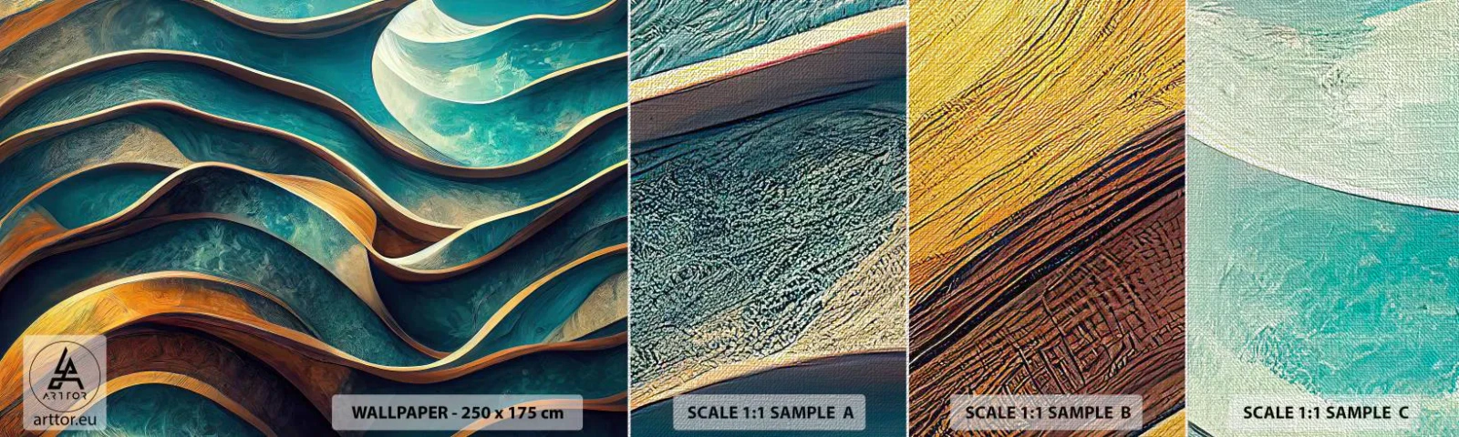 Fototapeta Próbka Premium Canvas - Meandry błękitu - Fale, Abstrakcja, Trójwymiarowy - 100x30 cm