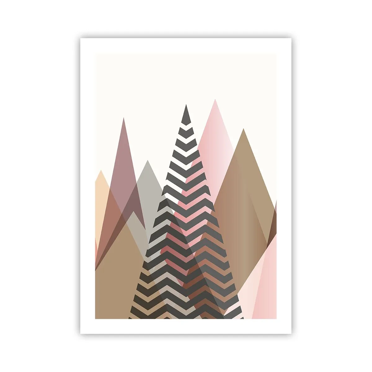 Plakat - Geometryczne góry w pastelowych odcieniach z efektem warstw - 50x70cm - Piramidalny widok - Nowoczesna dekoracja ścienna do salonu, kuchni i sypialni ARTTOR