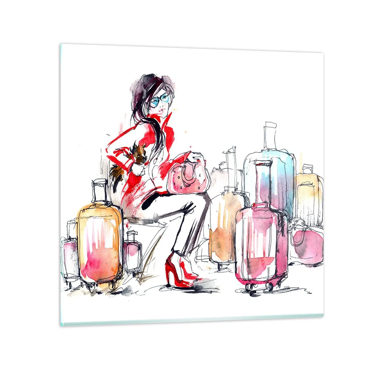 Obraz na szkle - Siądźmy przed podróżą - 50x50 cm