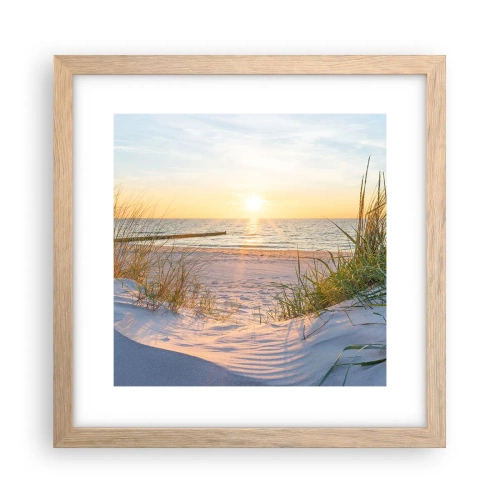 Plakat w ramie jasny dąb - Morza szum, ptaków śpiew, dzika plaża pośród traw… - 30x30 cm