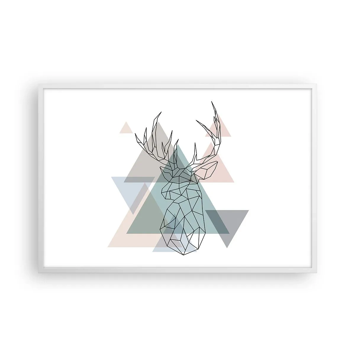 Plakat w białej ramie - W geometrycznym lesie - 91x61 cm