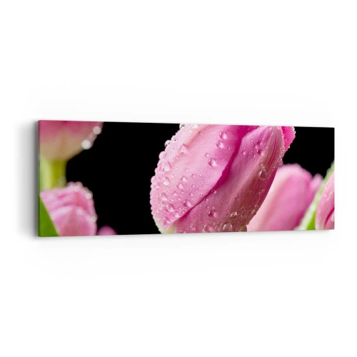 Obraz na płótnie - Liliowy sen w rosie - 90x30 cm