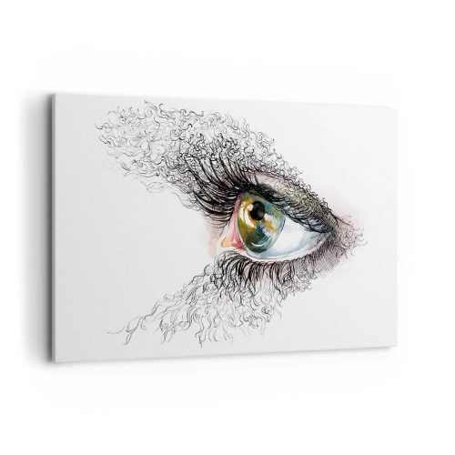 Obraz na płótnie - Artystyczne oko z żółto-zieloną tęczówką i misternymi detalami - 120x80cm - Zajrzyj wprost do duszy - Nowoczesna dekoracja ścienna do salonu, kuchni i sypialni ARTTOR