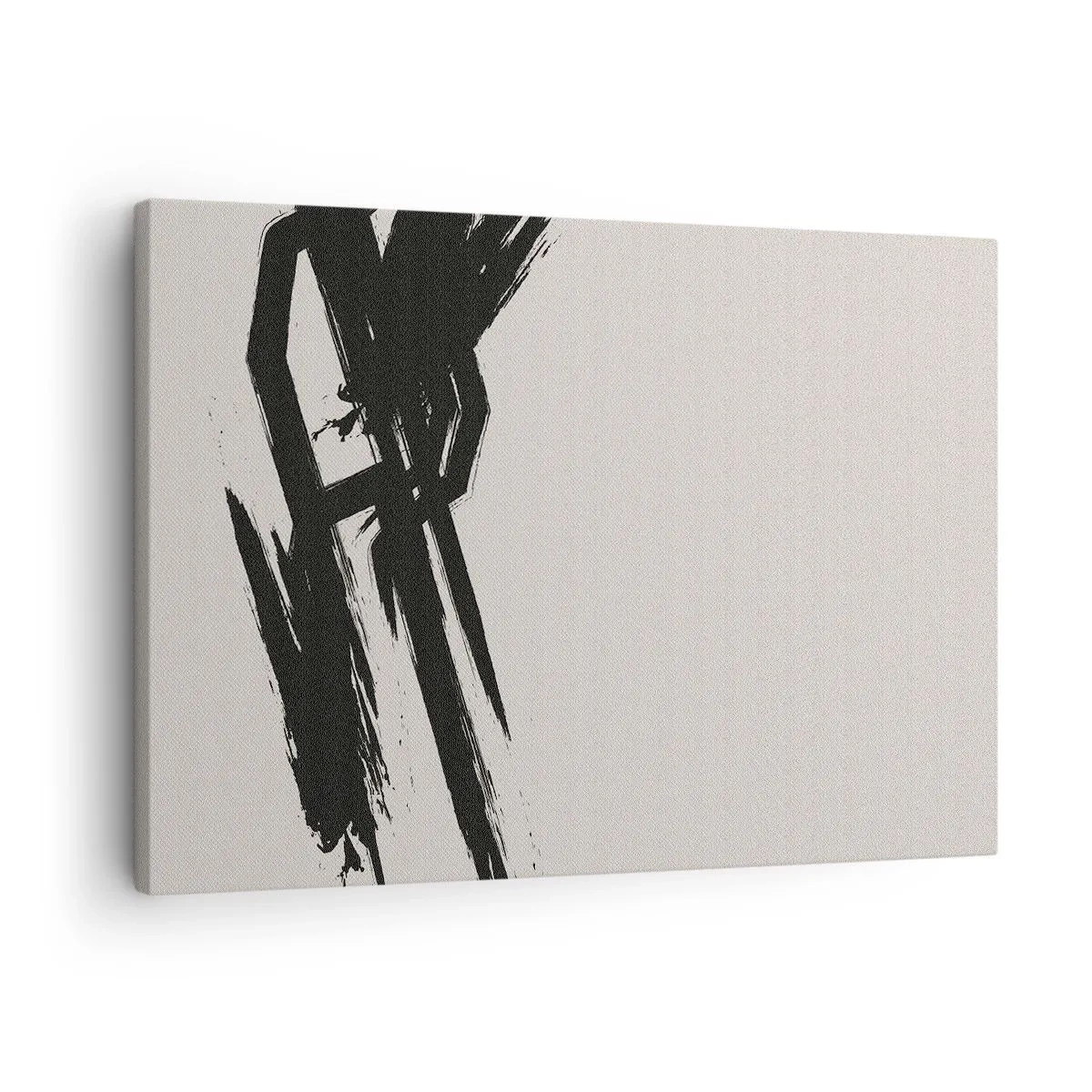 Obraz na płótnie - Dynamiczne pociągnięcia pędzla w czerni na jasnym tle - 70x50cm - Niepohamowany pęd - Nowoczesna dekoracja ścienna do salonu i sypialni ARTTOR
