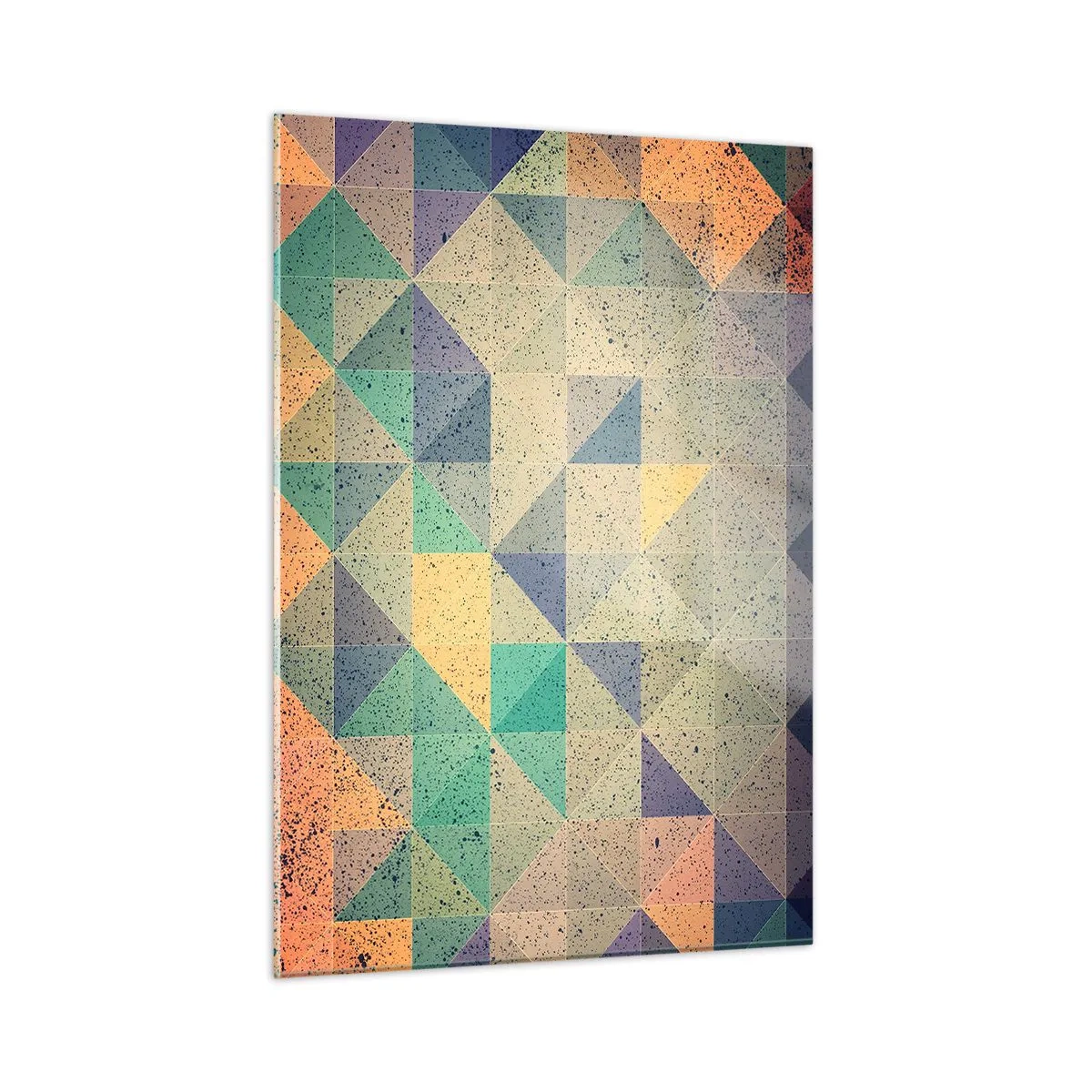 Obraz na szkle - Kolorowa mozaika z geometrycznymi trójkątami w stylu retro - 50x70cm - Republika trójkątów - Nowoczesna dekoracja ścienna do salonu, kuchni i sypialni ARTTOR
