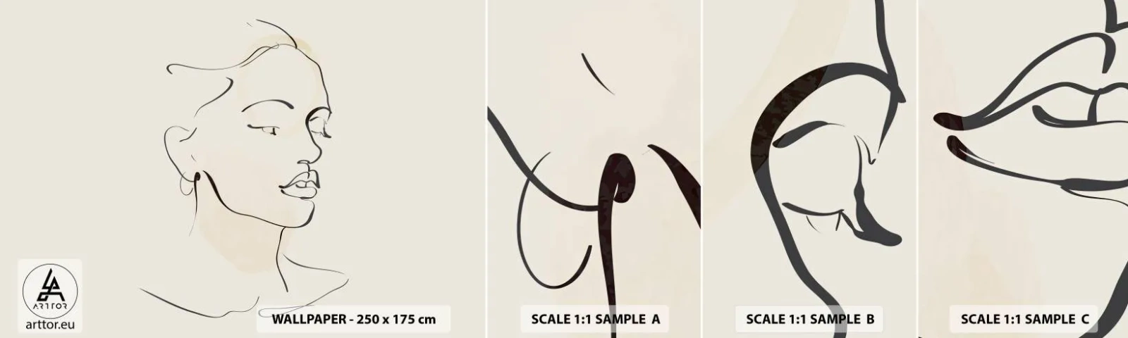 Fototapeta Próbka Samoprzylepna Deluxe Sticker - Pewną kreską - Abstrakcja, Twarz Kobiety, Lineart - 100x30 cm