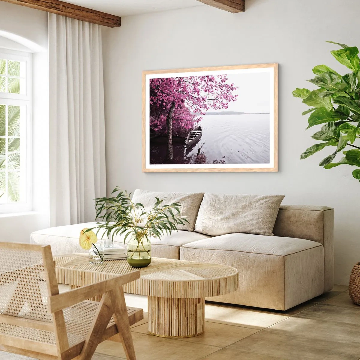 Plakat w ramie jasny dąb - W różowej ciszy - 91x61 cm