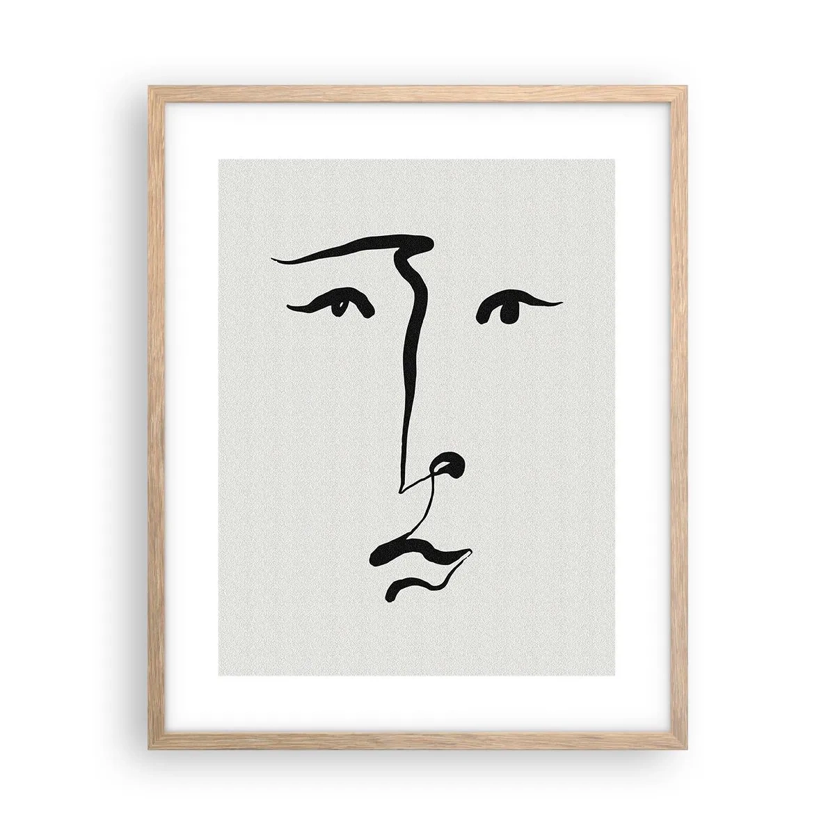 Plakat w ramie jasny dąb - Portret jedną kreską - 40x50 cm