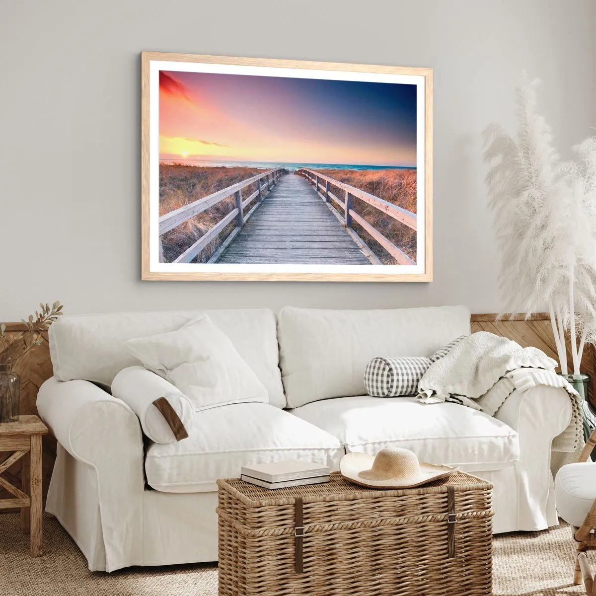 Plakat w ramie jasny dąb - Bałtycka wieczorna zorza - 100x70 cm