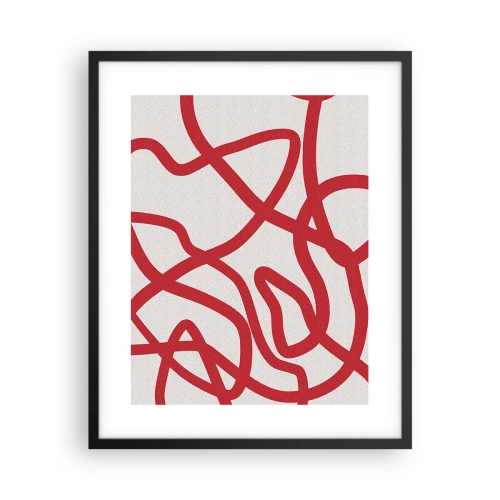 Plakat w czarnej ramie - Czerwono na białym - 40x50 cm