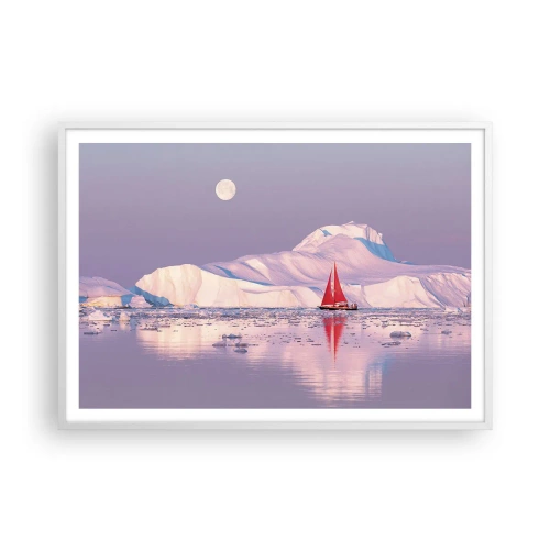 Plakat w białej ramie - Żar żagla, chłód lodu - 100x70 cm